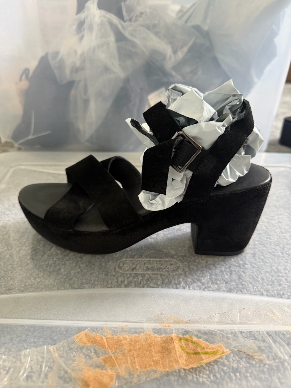Antelope Women’s Elin Platform Sandals Black Suede Size 40 EU / 9 US